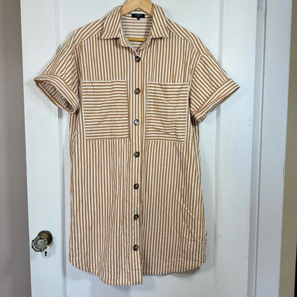 Frnch Alea Cotton Button Down Collared Stripe Dre… - image 2